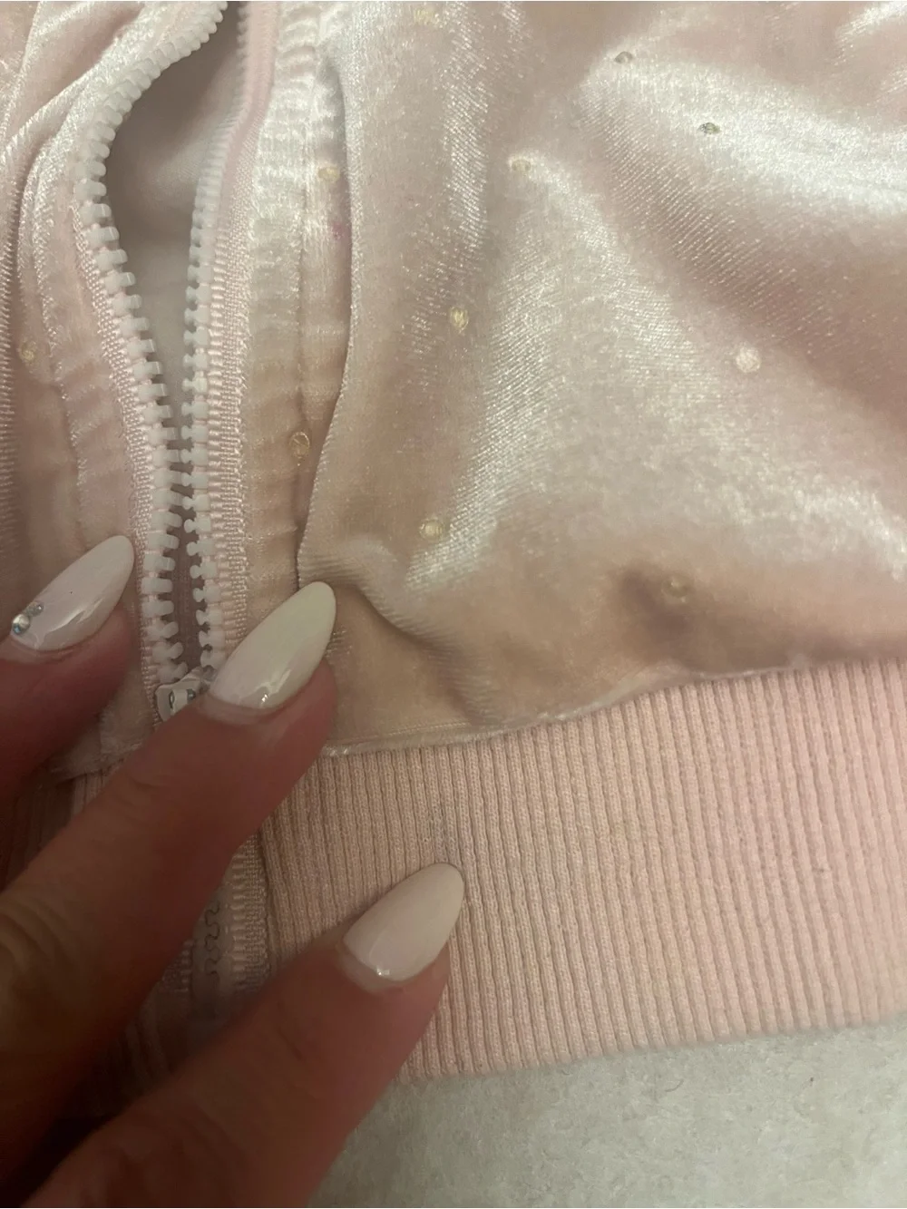 Doe A Dear Girls Blush Pink Velvet Bomber Jacket Size 6 Varsity A Patch